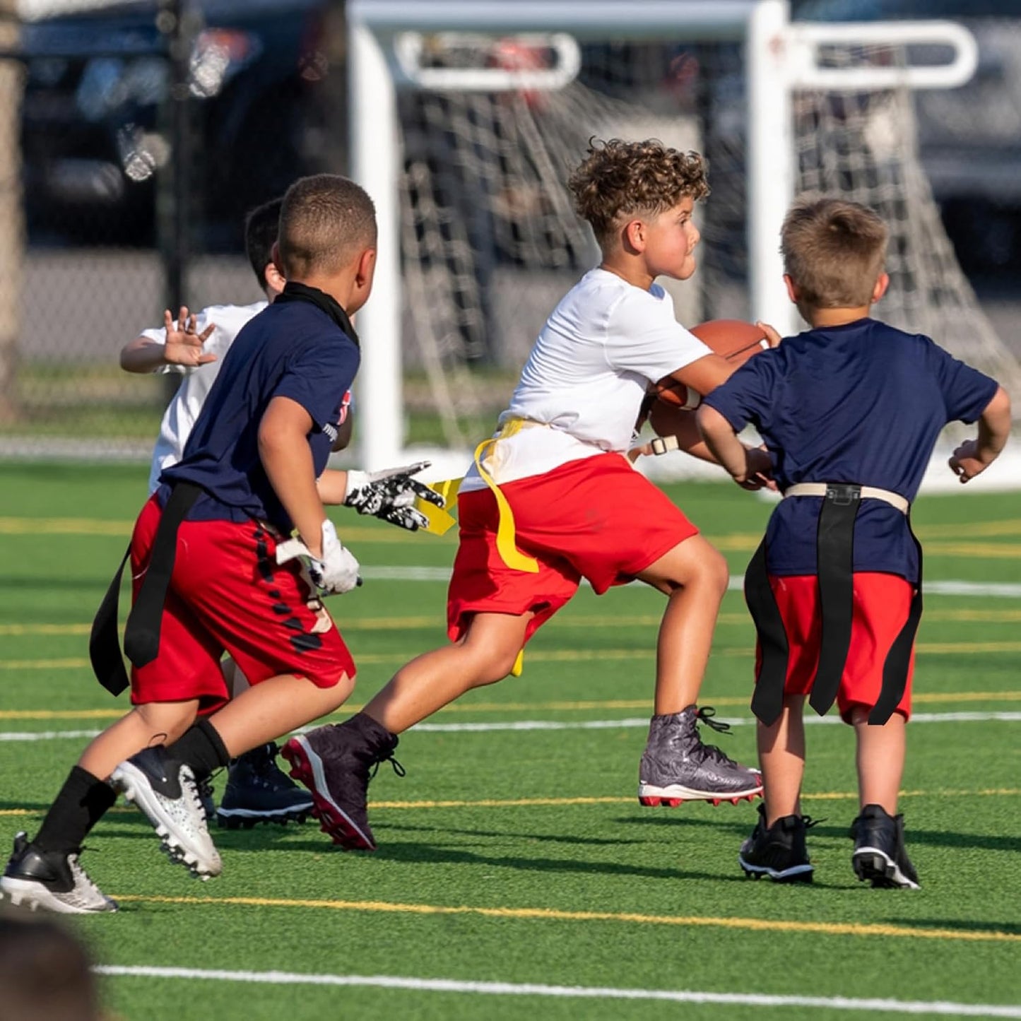 Adjustable Flag Football Set for 12 Players - 36 Flags, Hook and Loop Fastener, Double D-Ring Closure, Nylon Belt - Adults and Youth