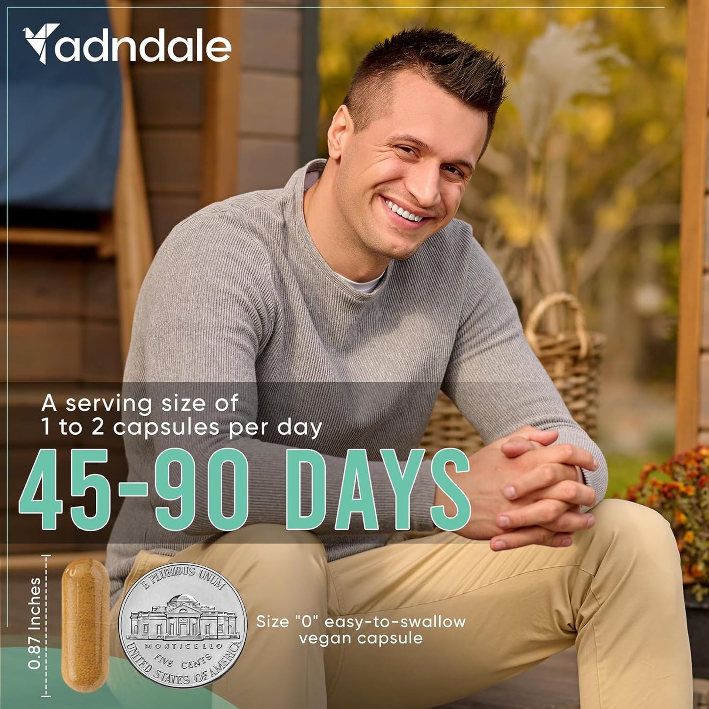 Adndale 14-in-1 Cortisol Support Supplement with Ashwagandha & Rhodiola - Stress Management for Women - 90 Capsules