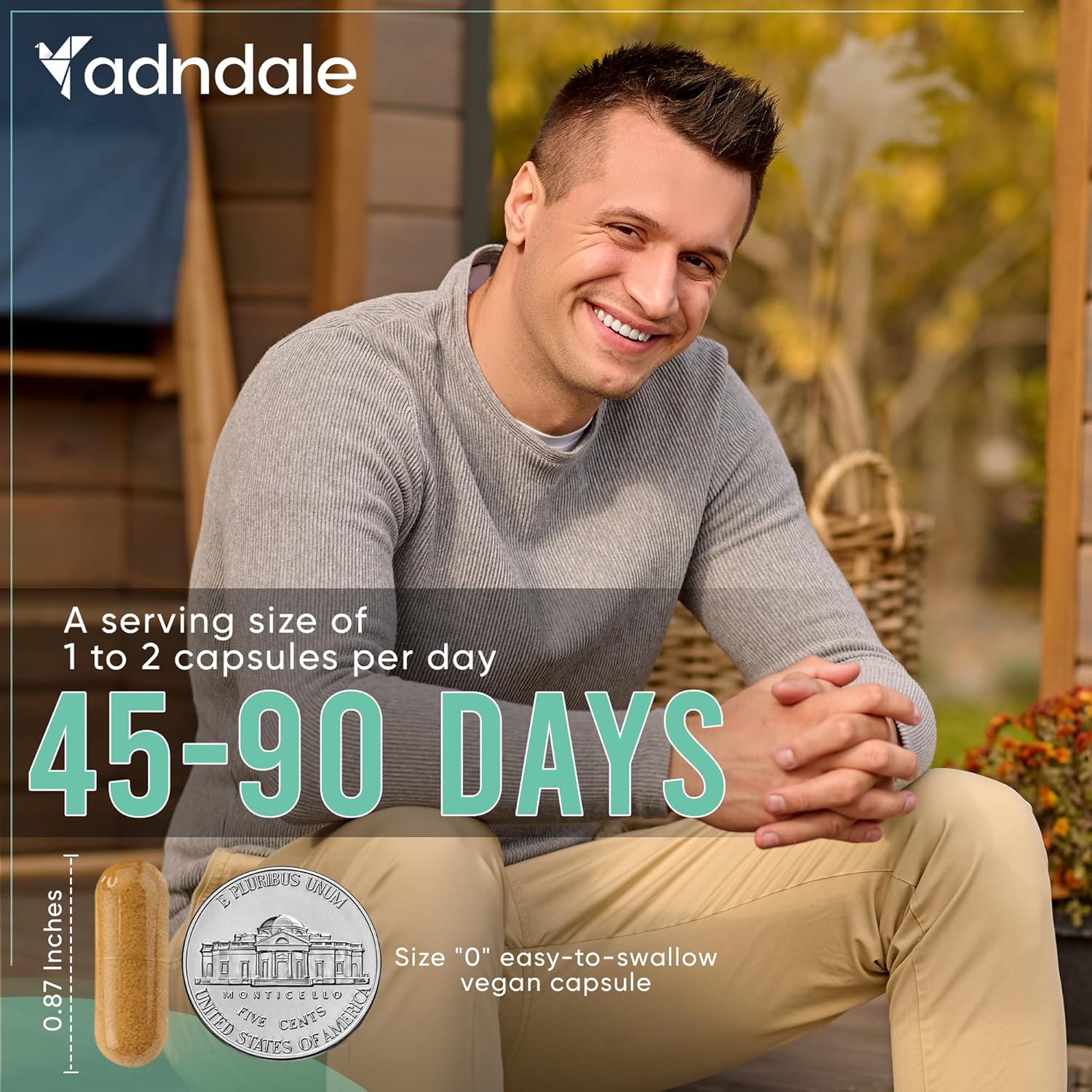 Adndale 14-in-1 Cortisol Support Supplement with Ashwagandha & Rhodiola - Stress Management for Women - 90 Capsules