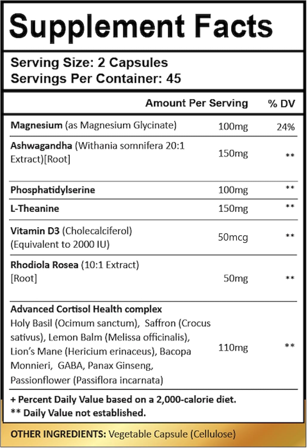 Adndale 14-in-1 Cortisol Support Supplement with Ashwagandha & Rhodiola - Stress Management for Women - 90 Capsules