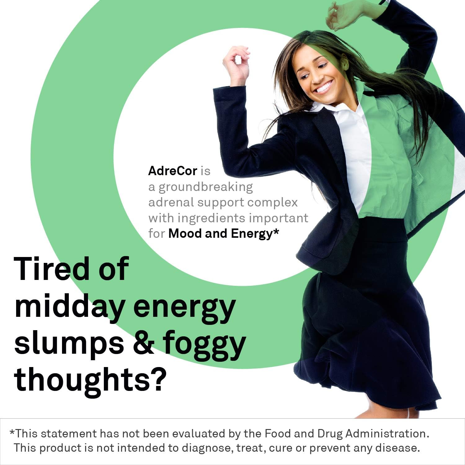 AdreCor Adrenal Support Supplements for Stress-Related Fatigue - Promotes Healthy Cortisol Levels - 90 Capsules for Women & Men