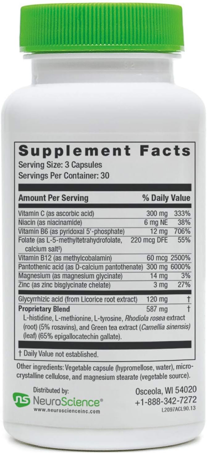 AdreCor Supplement with Licorice Root & L Tyrosine for Daily Energy and Stress Support - 90 Capsules to Combat Fatigue