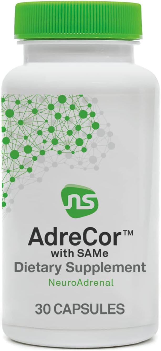 AdreCor with SAMe - NeuroScience Adrenal Support Supplements for Mood & Energy - L Tyrosine + Activated B6 & B12 - 30 Capsules