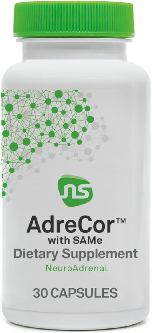 AdreCor with SAMe - NeuroScience Adrenal Support Supplements for Mood & Energy - L Tyrosine + Activated B6 & B12 - 30 Capsules