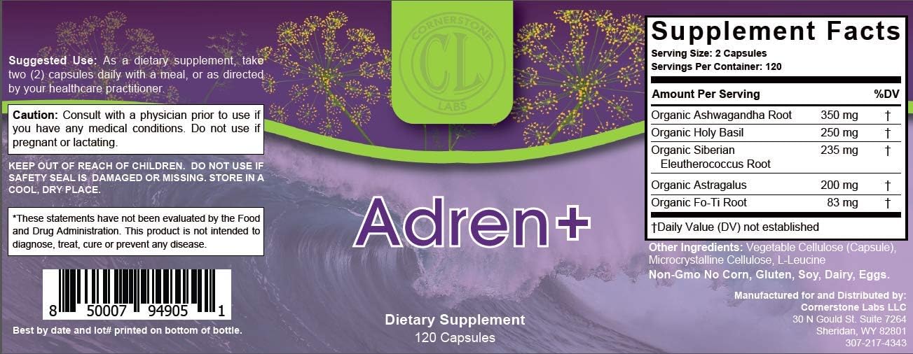 Adren+ Capsules by Cornerstone Labs - 120 Count