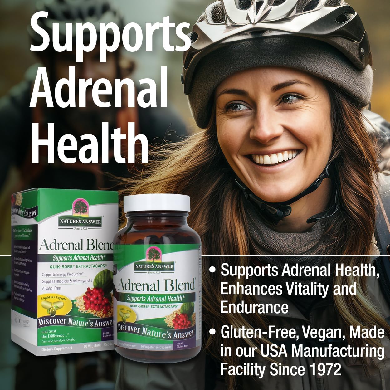 Adrenal Blend Stress Away Vegetarian Capsules - Herbal Dietary Supplement for Vegans, 90 Count