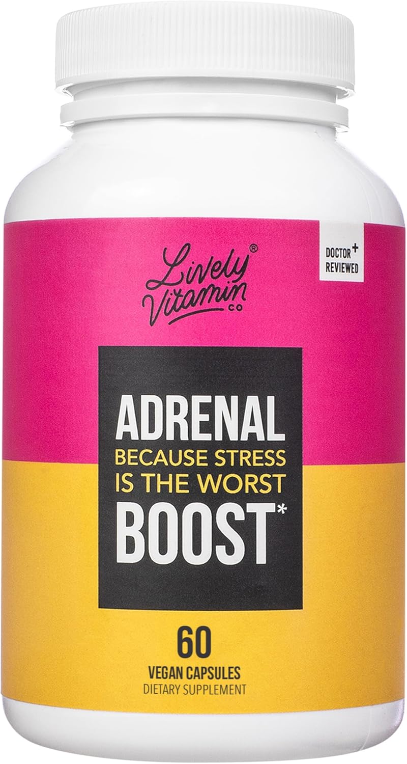 Adrenal Boost Supplement with Ashwagandha, Rhodiola, and Ginseng for Stress Relief and Improved Focus - 60 Capsules