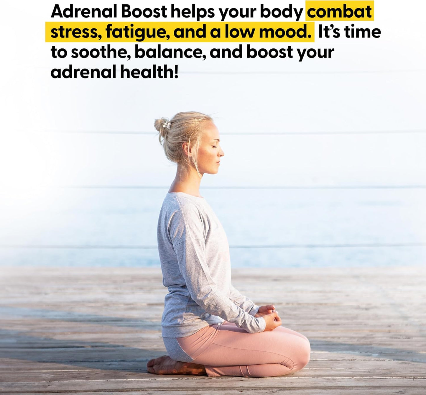 Adrenal Boost Supplement with Ashwagandha, Rhodiola, and Ginseng for Stress Relief and Improved Focus - 60 Capsules