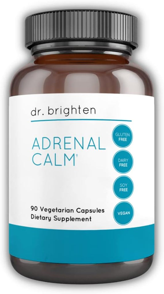 Adrenal Calm Supplement with Ashwagandha, B Vitamins, and Lemon Balm for Stress Relief and Better Sleep - Non-GMO, 90 Capsules
