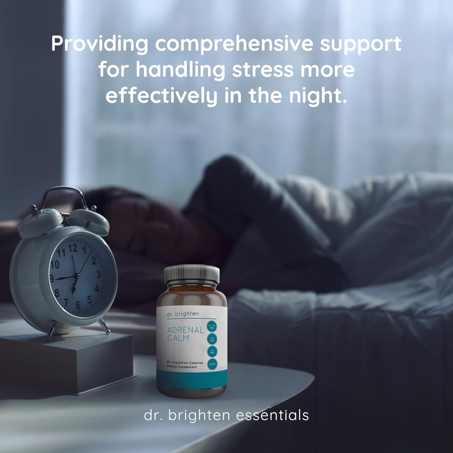 Adrenal Calm Supplement with Ashwagandha, B Vitamins, and Lemon Balm for Stress Relief and Better Sleep - Non-GMO, 90 Capsules