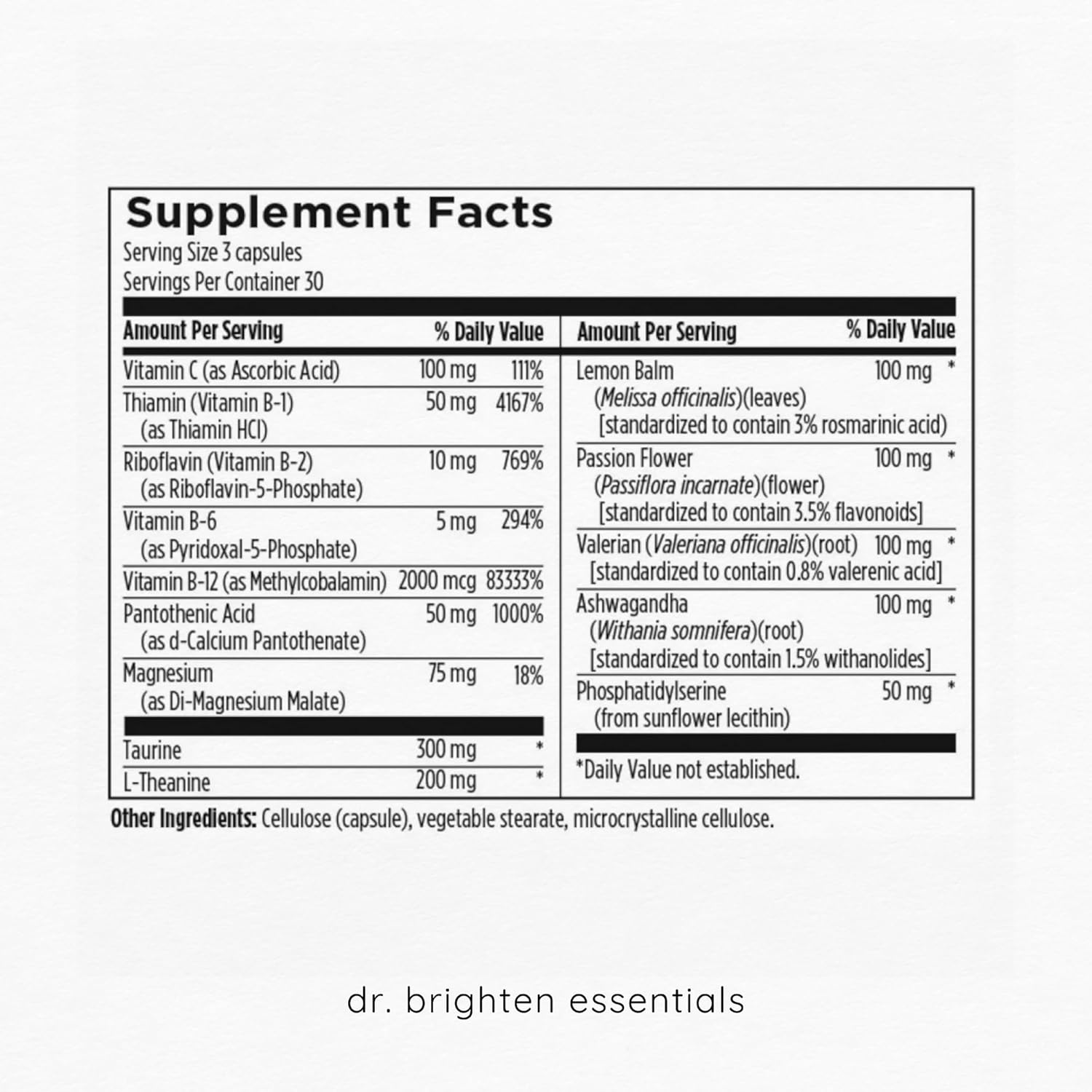 Adrenal Calm Supplement with Ashwagandha, B Vitamins, and Lemon Balm for Stress Relief and Better Sleep - Non-GMO, 90 Capsules