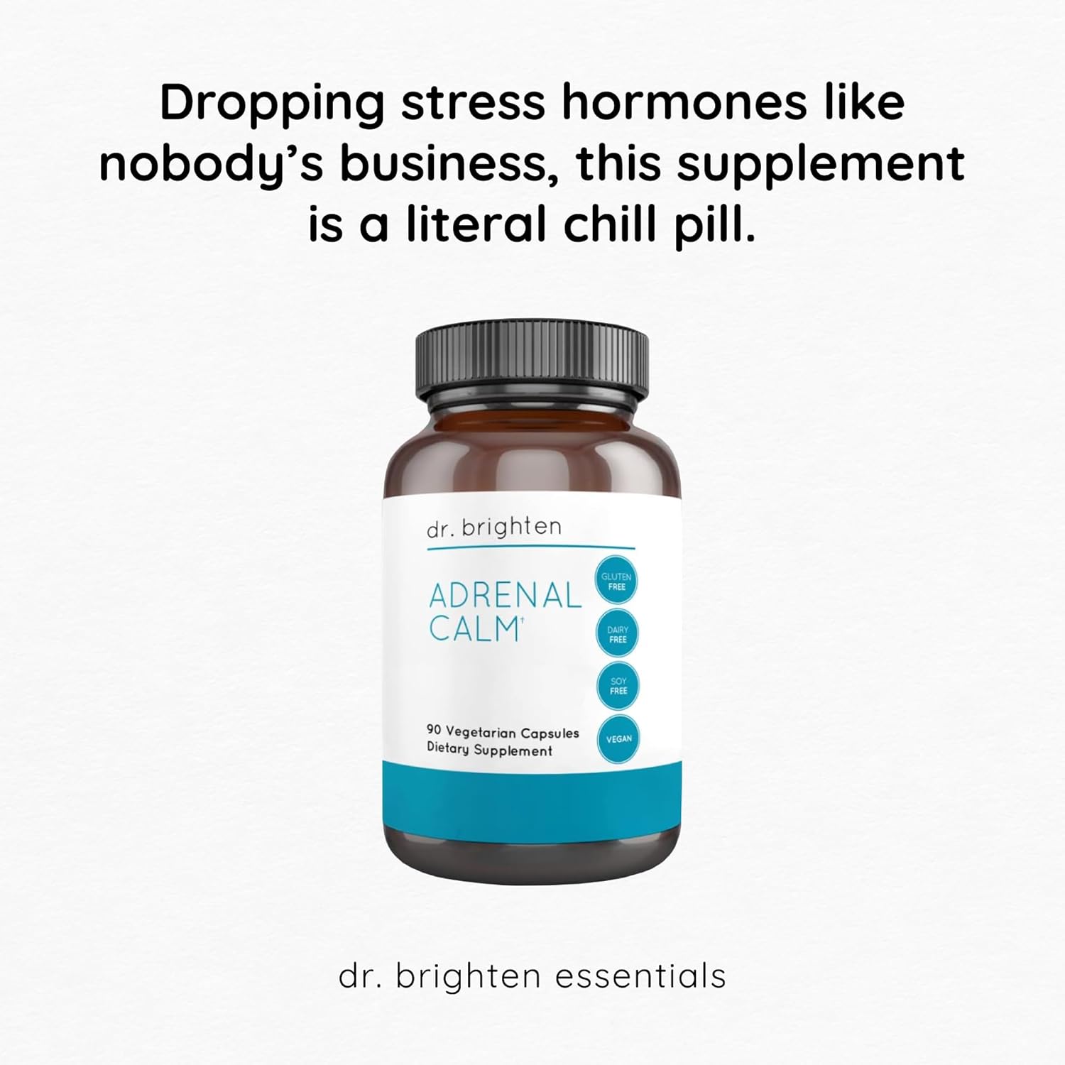 Adrenal Calm Supplement with Ashwagandha, B Vitamins, and Lemon Balm for Stress Relief and Better Sleep - Non-GMO, 90 Capsules