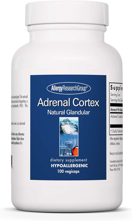 Adrenal Cortex Support Capsules - 100mg Adrenal Extract, Bovine Glandular Supplement for Immune Function - 100 Count