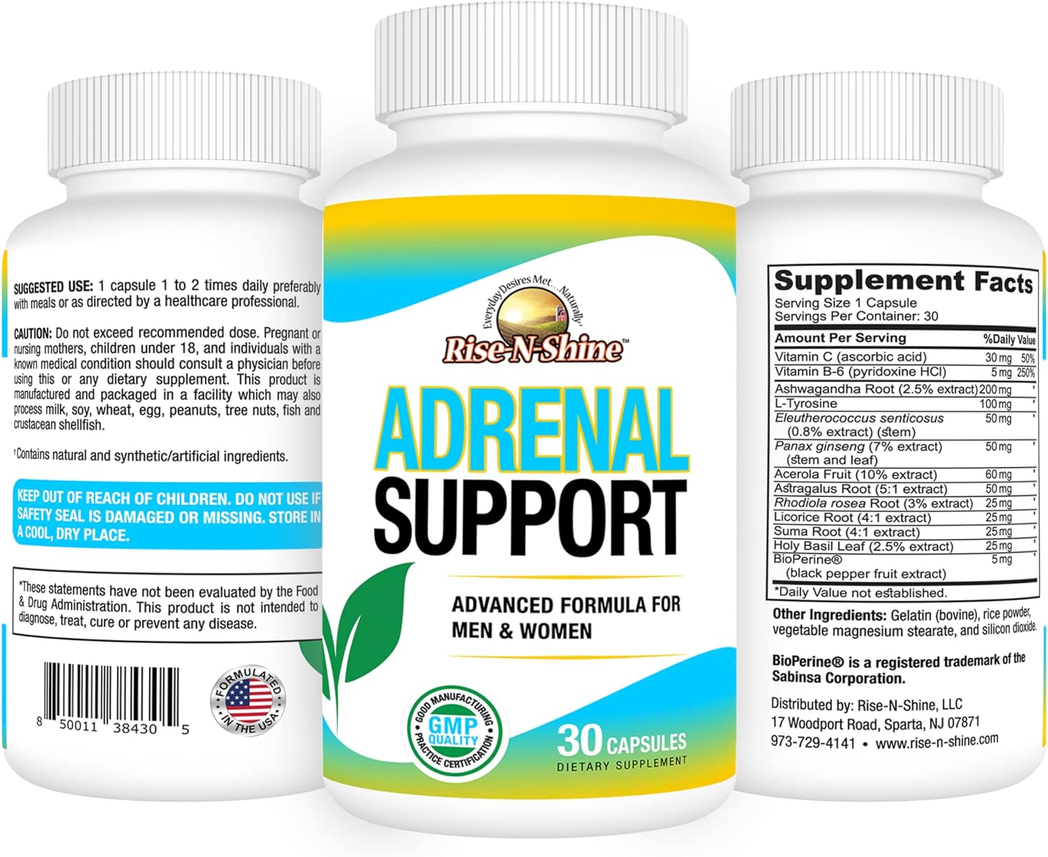 Adrenal Daily Support Supplement - Boost Energy Levels (30 Capsules)