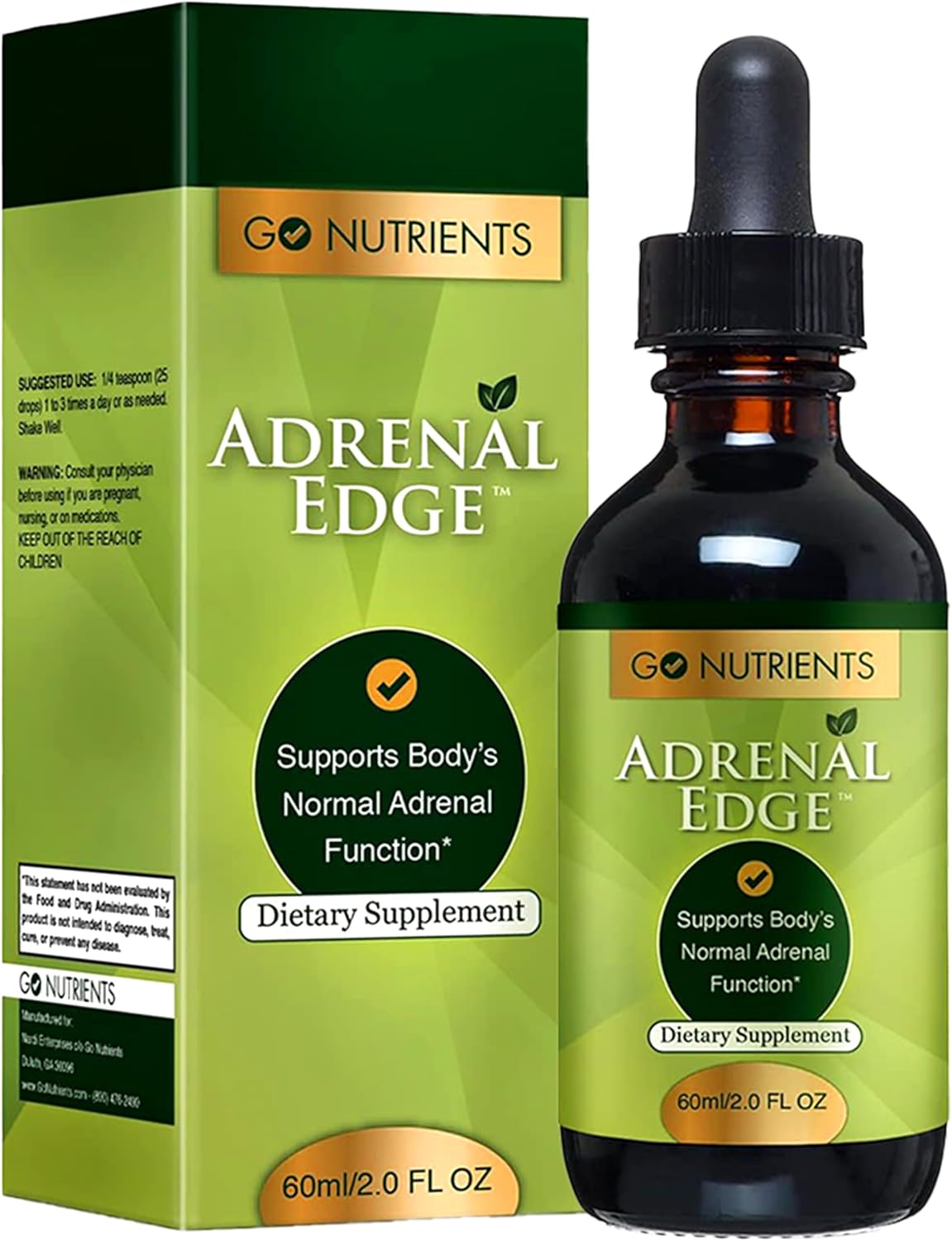 Adrenal Edge Supplement for Stress Relief & Cortisol Management - Supports Energy, Sleep, & Adrenal Health - 2.0 oz