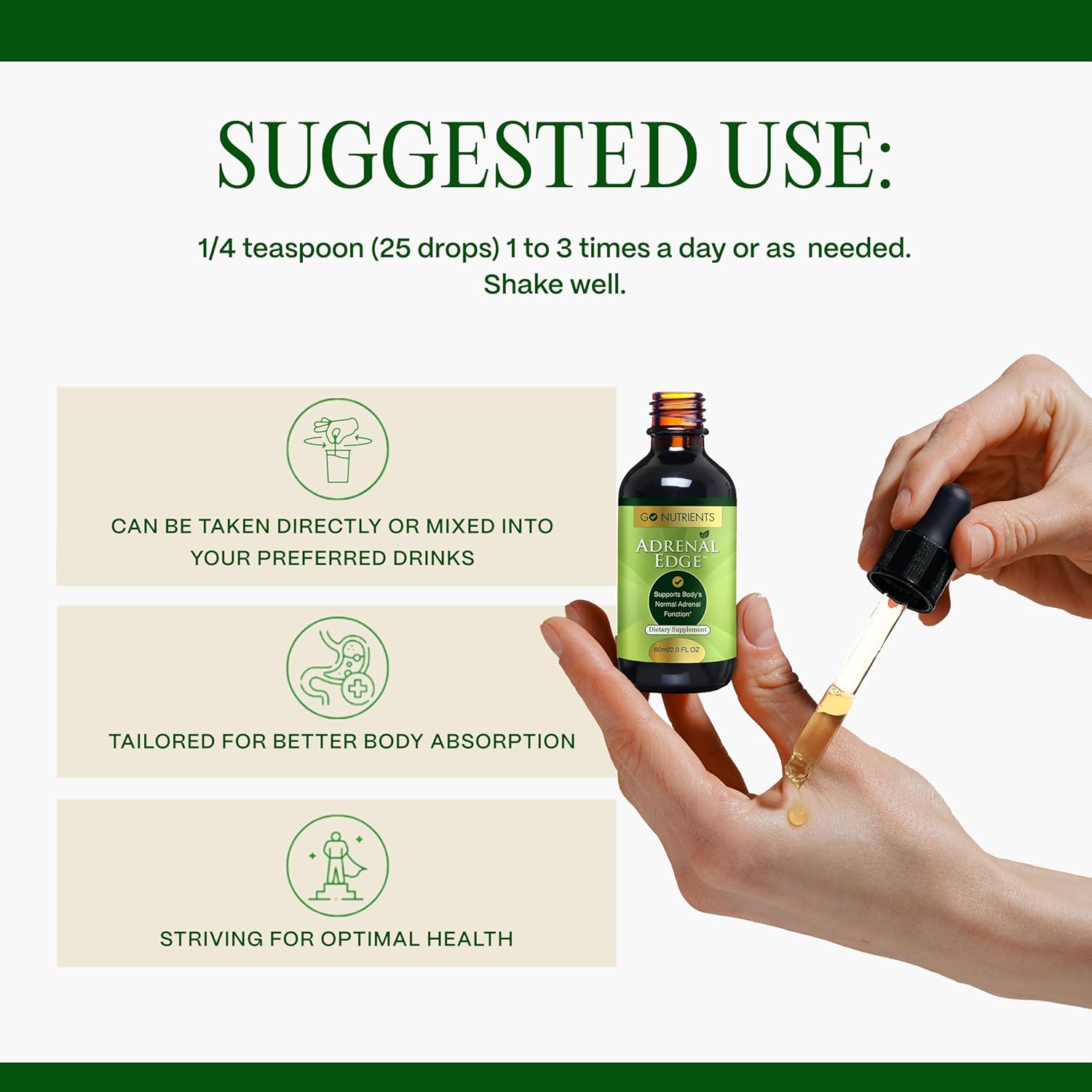 Adrenal Edge Supplement for Stress Relief & Cortisol Management - Supports Energy, Sleep, & Adrenal Health - 2.0 oz