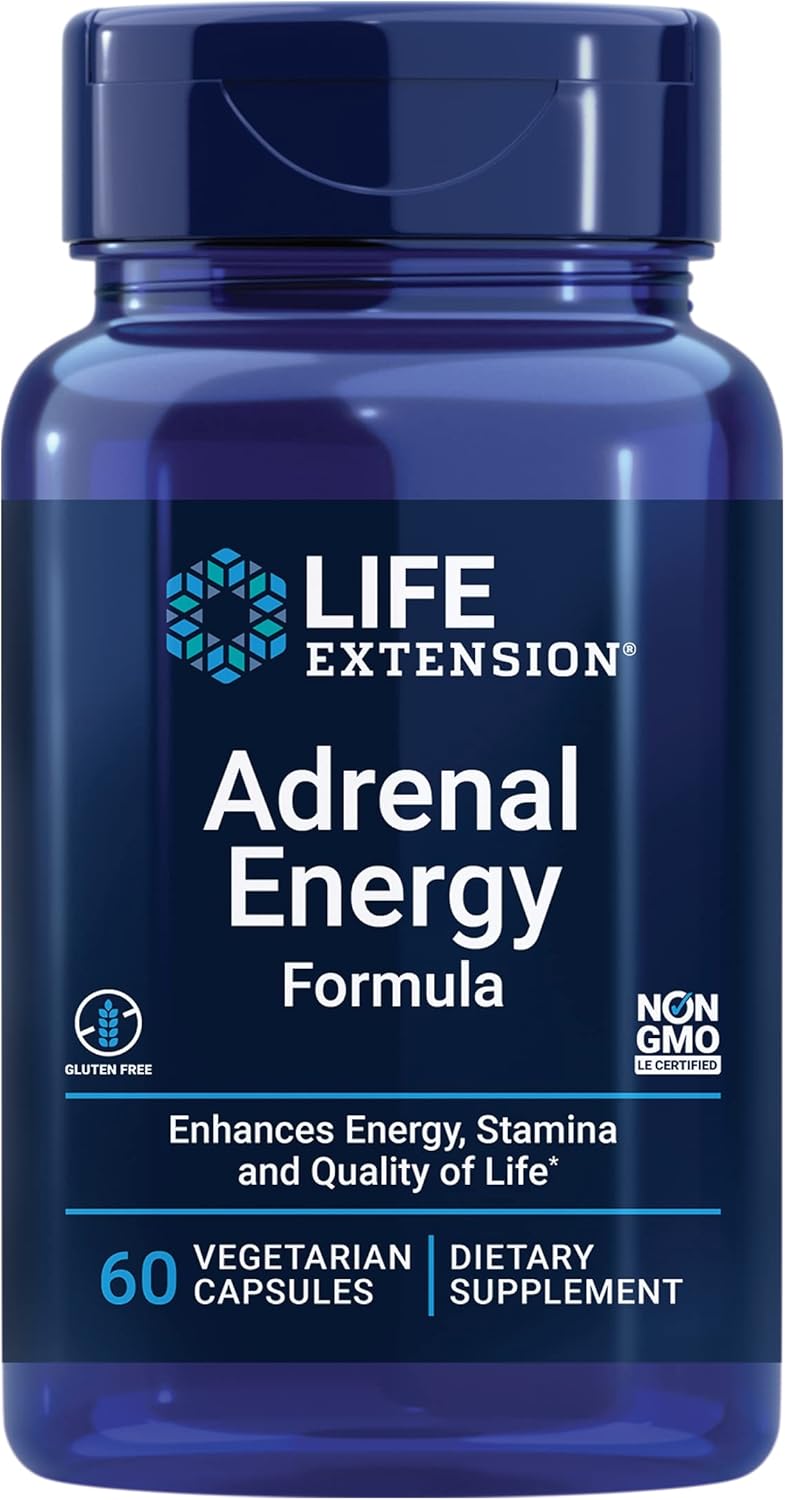 Adrenal Energy Formula to Combat Stress with Holy Basil, Cordyceps, Bacopa, and Ashwagandha - 60 Capsules, Gluten-Free, Non-GMO, Vegetarian
