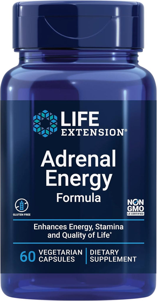 Adrenal Energy Formula to Combat Stress with Holy Basil, Cordyceps, Bacopa, and Ashwagandha - 60 Capsules, Gluten-Free, Non-GMO, Vegetarian