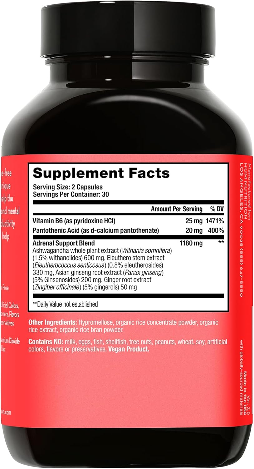 Adrenal & Energy Support Supplement with Ashwagandha Root & B Vitamins for Stress Relief (60-Count)