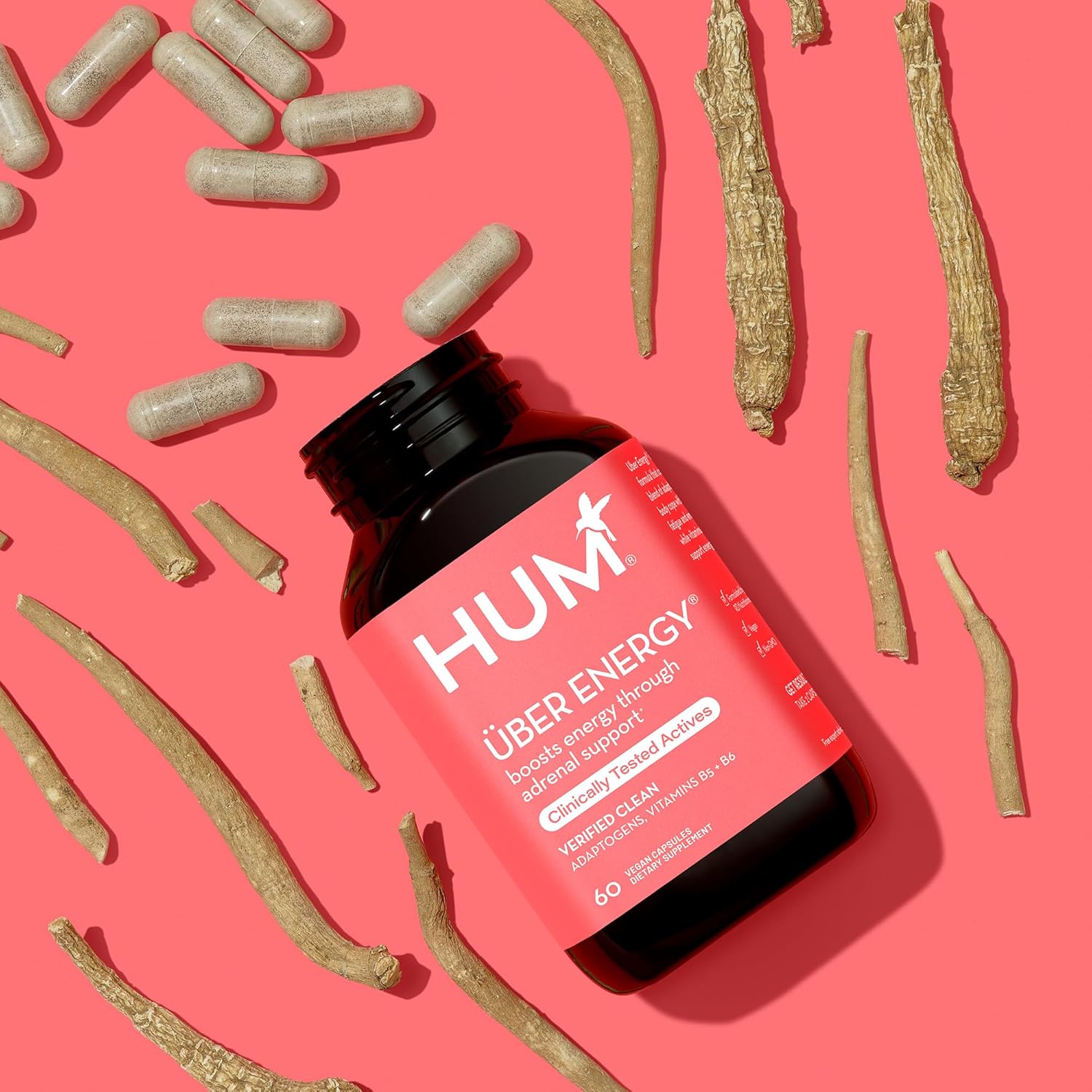 Adrenal & Energy Support Supplement with Ashwagandha Root & B Vitamins for Stress Relief (60-Count)