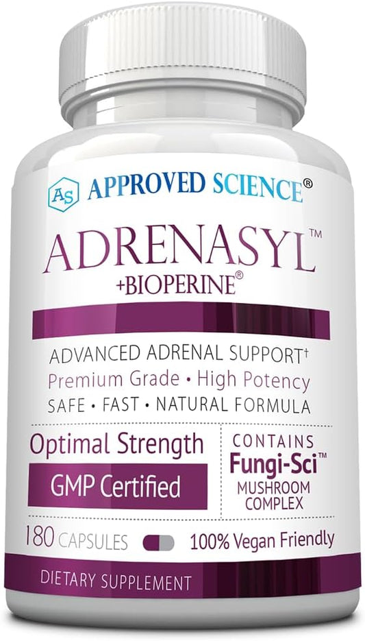 Adrenal Gland Support Supplement - 180 Capsules - Boost Adrenal Health - Approved Science Adrenasyl