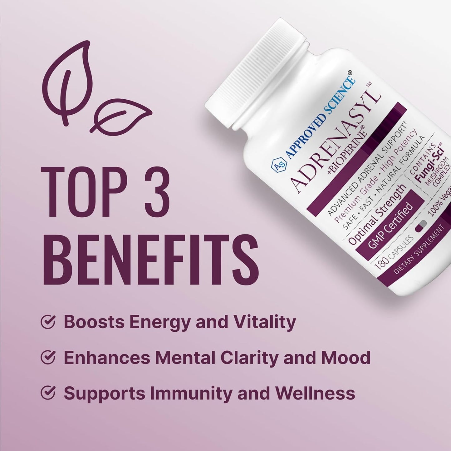 Adrenal Gland Support Supplement - 180 Capsules - Boost Adrenal Health - Approved Science Adrenasyl