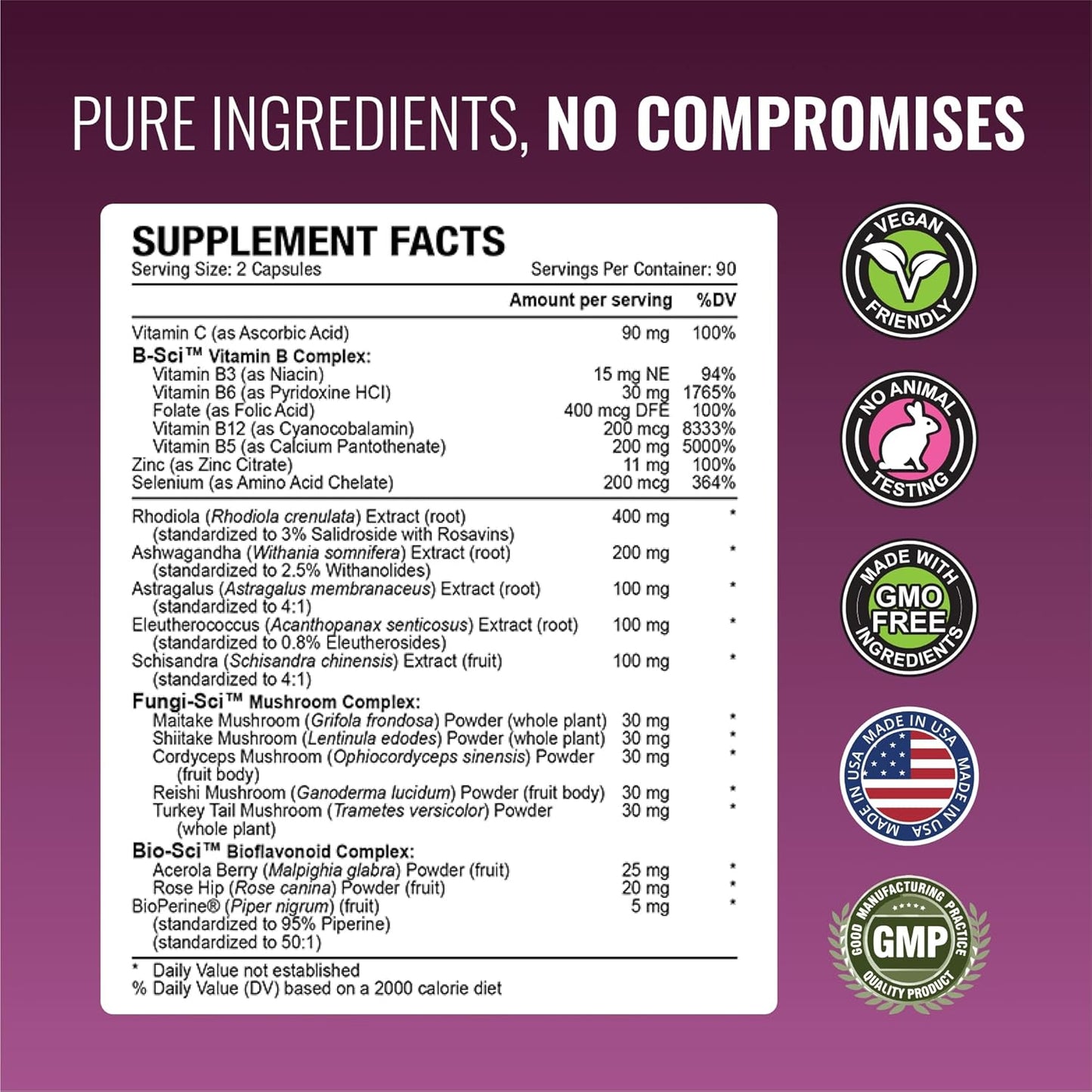 Adrenal Gland Support Supplement - 180 Capsules - Boost Adrenal Health - Approved Science Adrenasyl