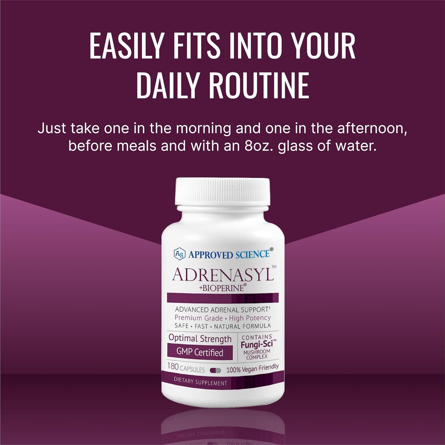 Adrenal Gland Support Supplement - 180 Capsules - Boost Adrenal Health - Approved Science Adrenasyl