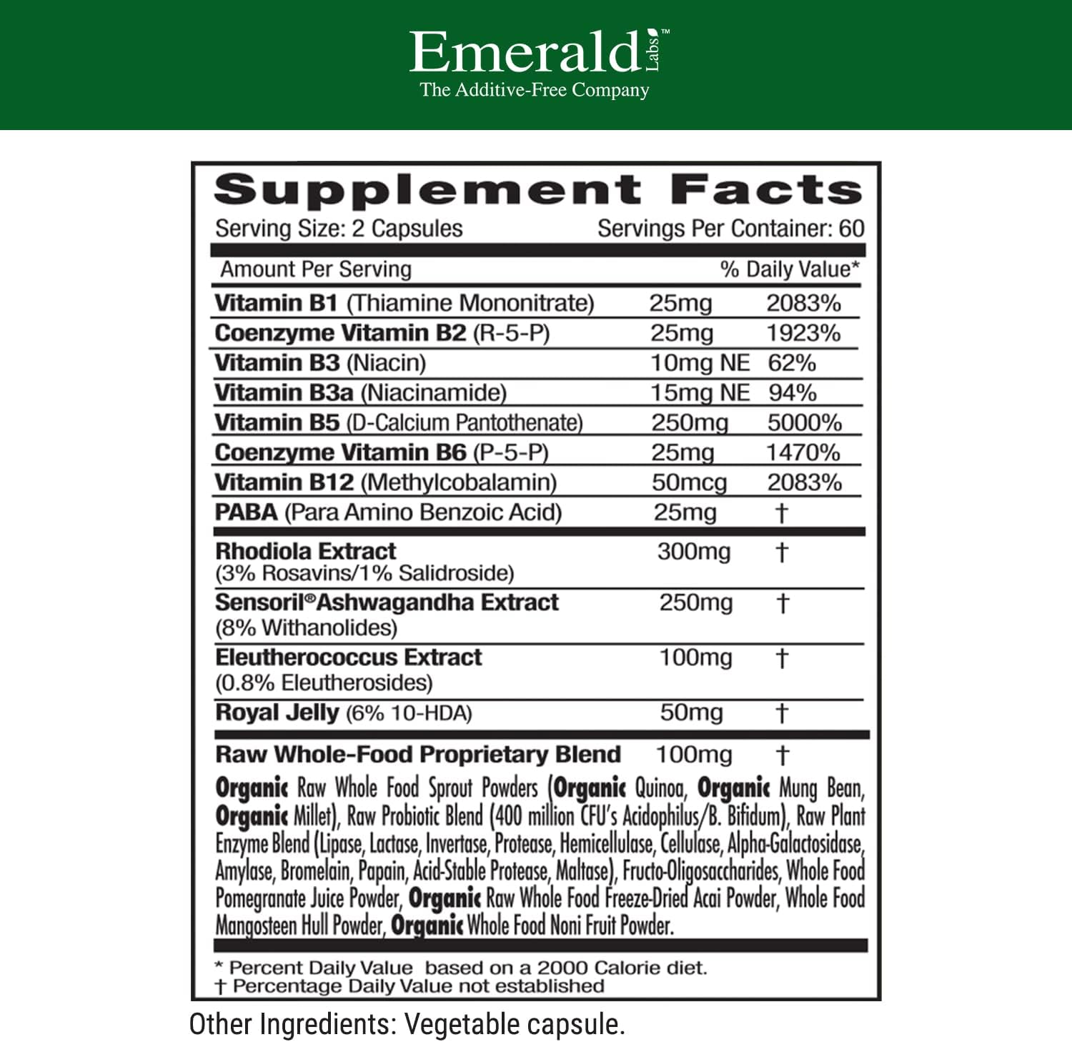 Adrenal Health Supplement for Stress Relief, Energy Support, and Sleep Aid - 120 Capsules, Gluten-Free Formula with Sensoril Ashwagandha, B Vitamins, Rhodiola - 60-Day Supply