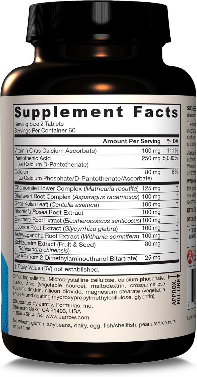 Adrenal Optimizer by Jarrow Formulas: Ashwagandha, Chamomile, Schizandra Extract - Stress Reduction Support - 120 Vegan Tablets, Pack of 12