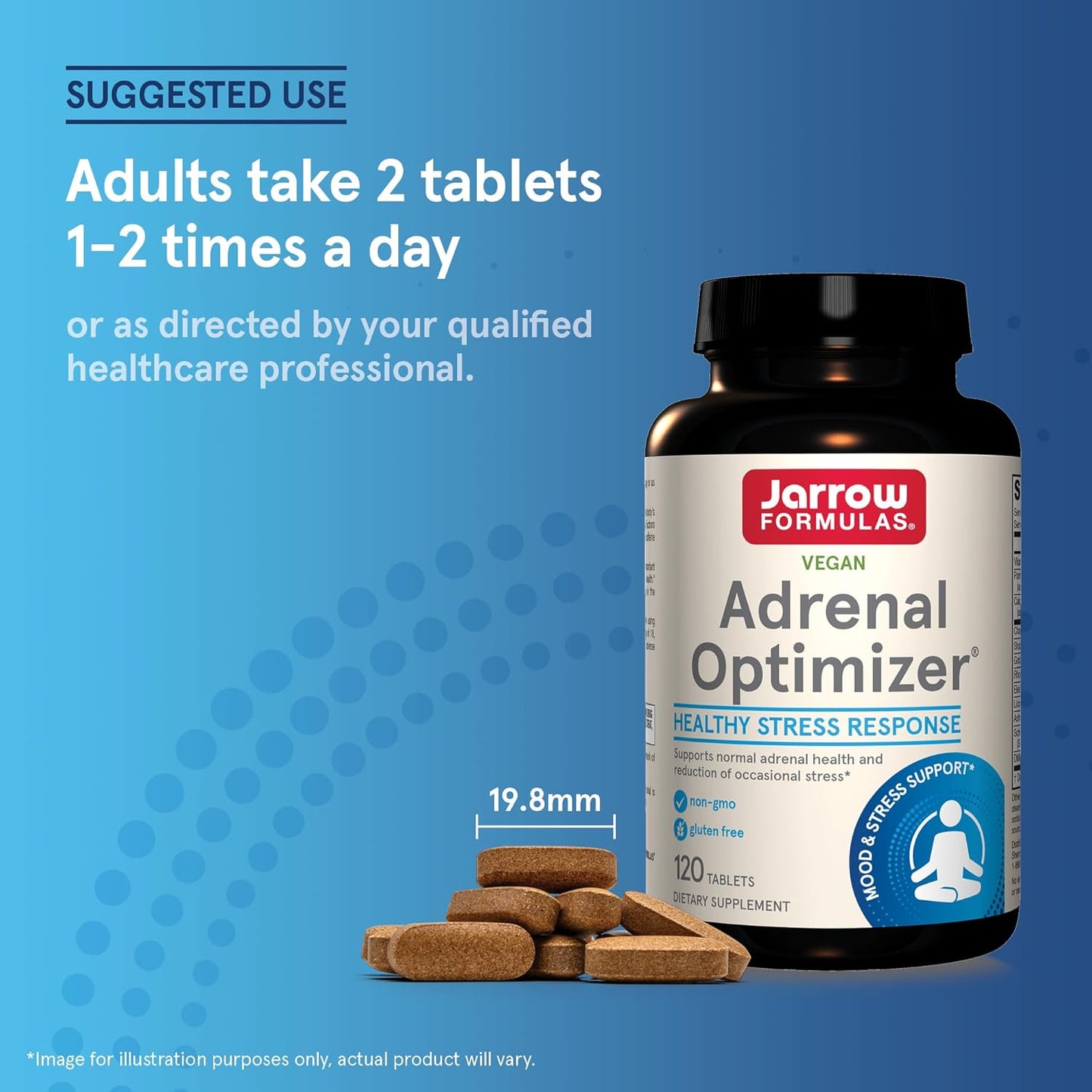 Adrenal Optimizer by Jarrow Formulas: Ashwagandha, Chamomile, Schizandra Extract - Stress Reduction Support - 120 Vegan Tablets, Pack of 12