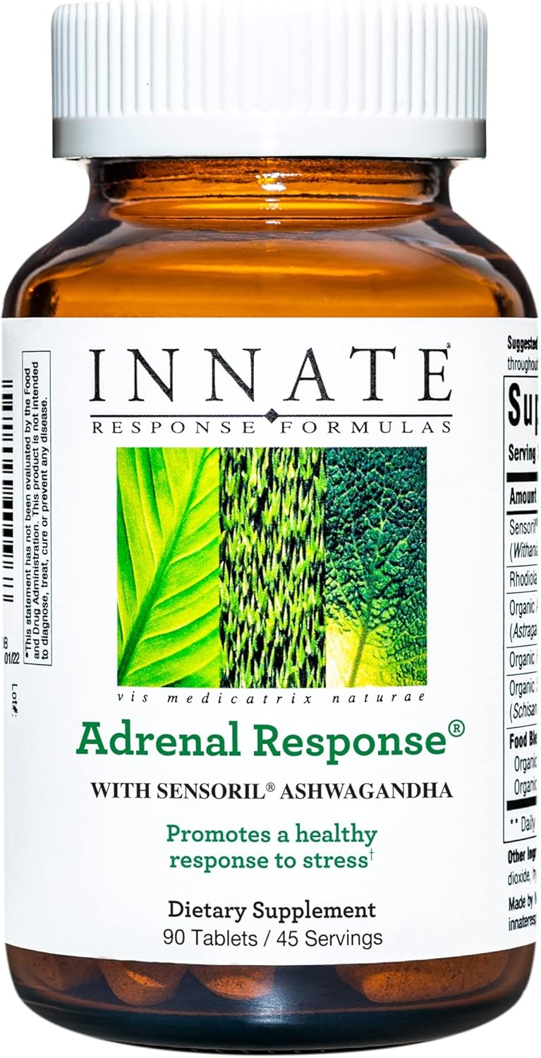 Adrenal Response Herbal Supplement with Ashwagandha - Promotes Stress Management - Non-GMO, Vegetarian - 90 Tablets
