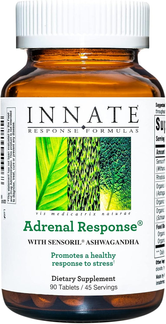 Adrenal Response Herbal Supplement with Ashwagandha - Promotes Stress Management - Non-GMO, Vegetarian - 90 Tablets