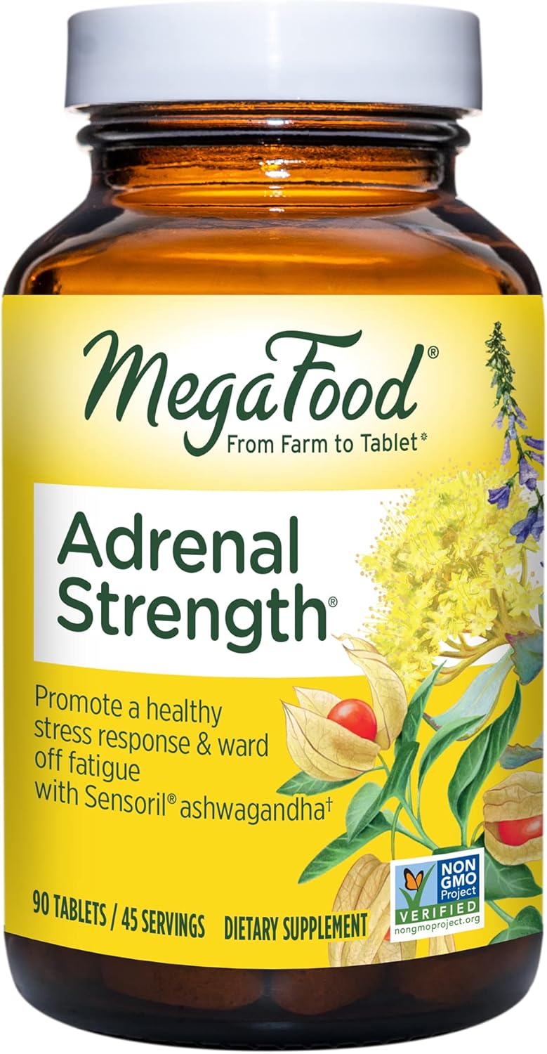 Adrenal Strength Supplement with Sensoril Ashwagandha, Vitamin C, Magnesium, Rhodiola, Reishi Mushroom - 90 Tablets, Supports Stress Response