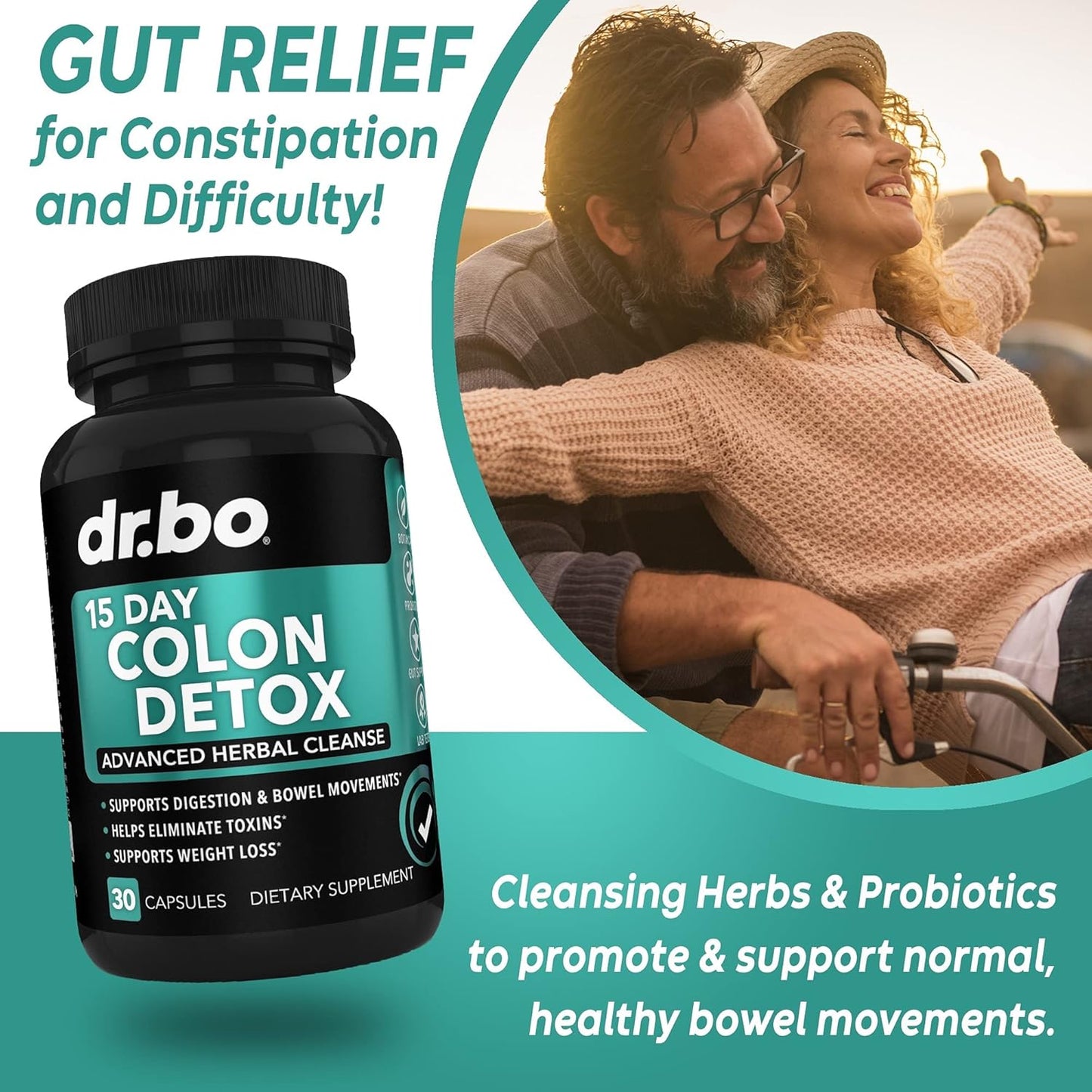 Adrenal Support and Colon Cleanse Supplements with Ashwagandha and L Tyrosine - 15 Day Intestinal Cleanse Pills for Gut Health and Bowel Movement Support