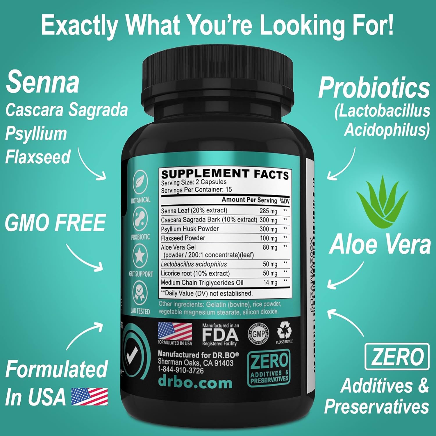 Adrenal Support and Colon Cleanse Supplements with Ashwagandha and L Tyrosine - 15 Day Intestinal Cleanse Pills for Gut Health and Bowel Movement Support