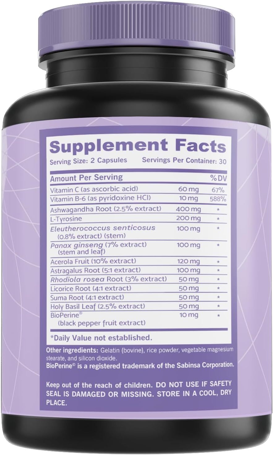 Adrenal Support & Cortisol Manager Supplement with High Purity Adaptogens for Natural Energy & Mood Boost