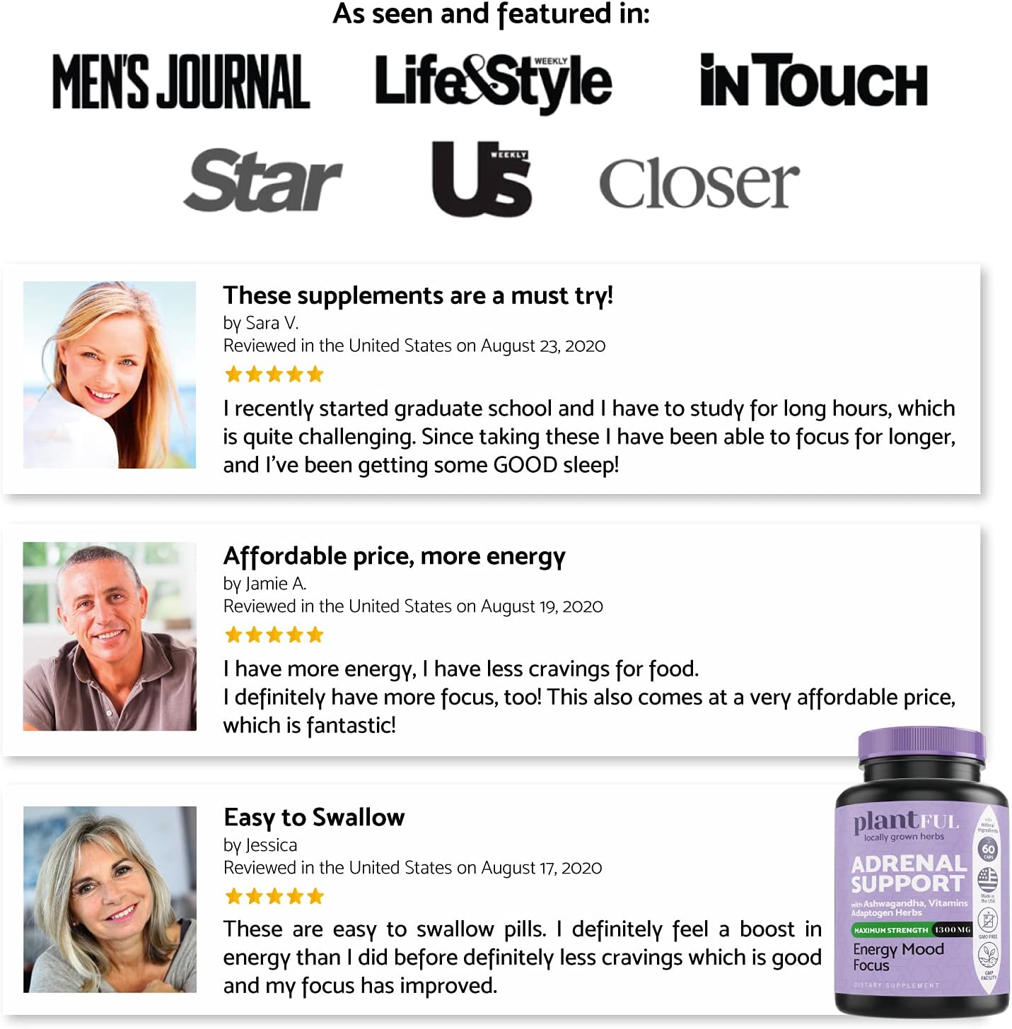 Adrenal Support & Cortisol Manager Supplement with High Purity Adaptogens for Natural Energy & Mood Boost