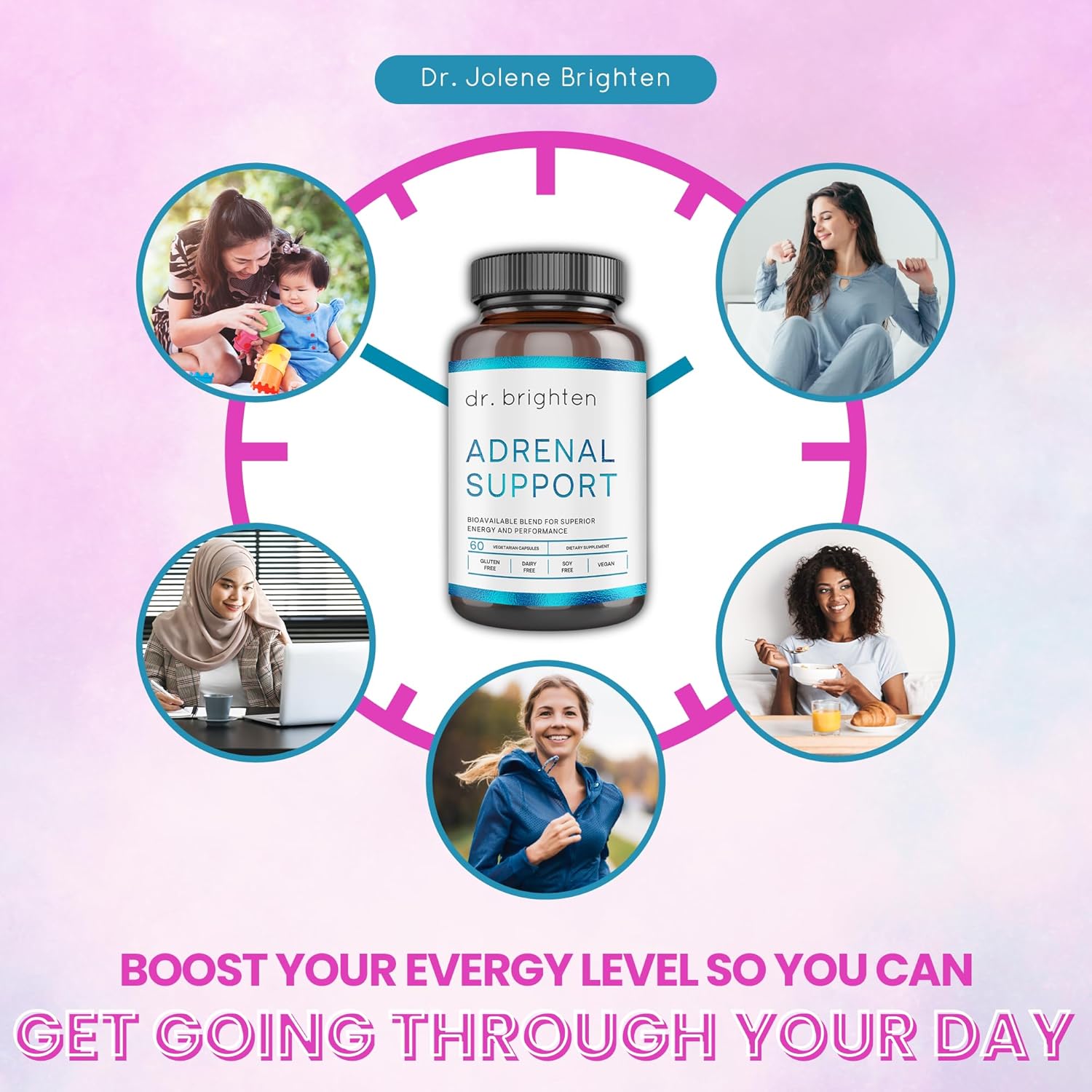 Adrenal Support Dietary Supplement with Ashwagandha for Healthy Energy and Stress Response