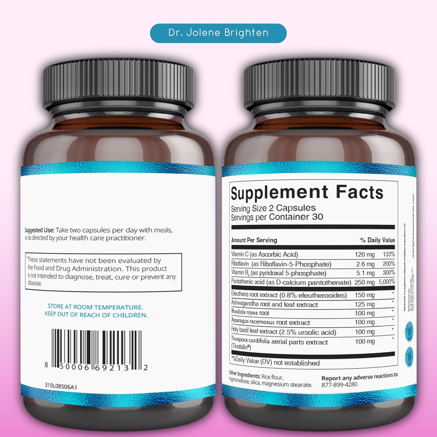 Adrenal Support Dietary Supplement with Ashwagandha for Healthy Energy and Stress Response