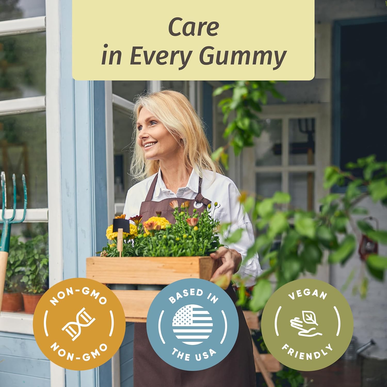 Adrenal Support Gummies for Women - Ashwagandha, Rhodiola Rosea & Magnesium - Vegan & Non-GMO - 60 Blueberry Chews