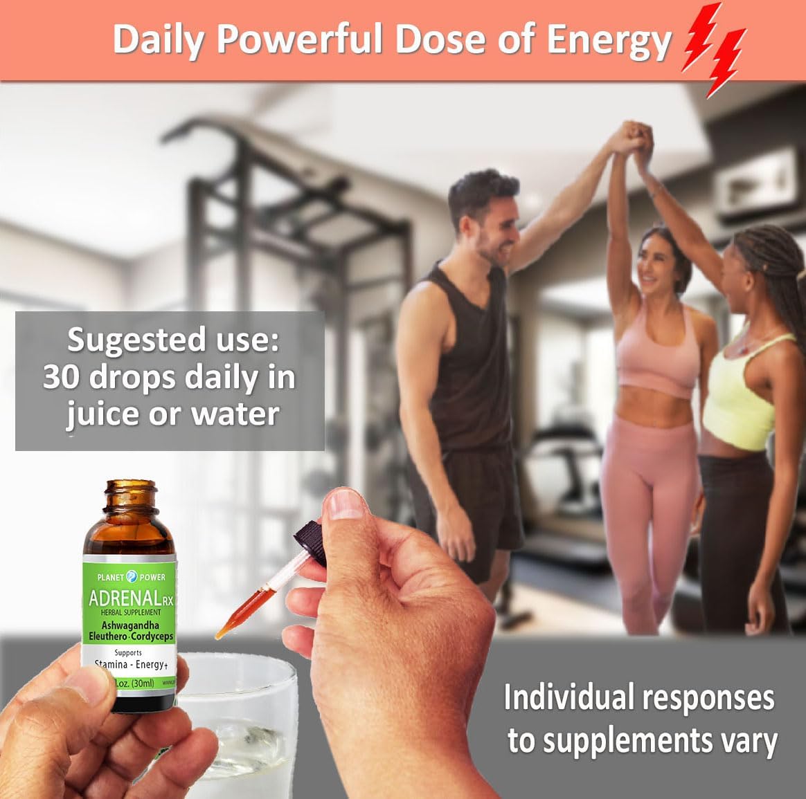 Adrenal Support Liquid Drops with Adaptogenic Herbs for Energy & Wellness