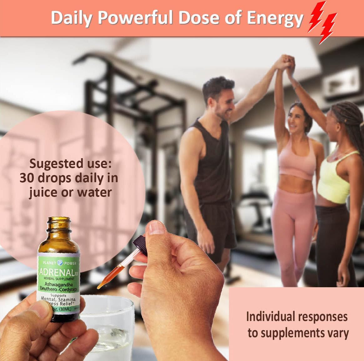 Adrenal Support Liquid Drops with Adaptogenic Herbs for Energy & Wellness