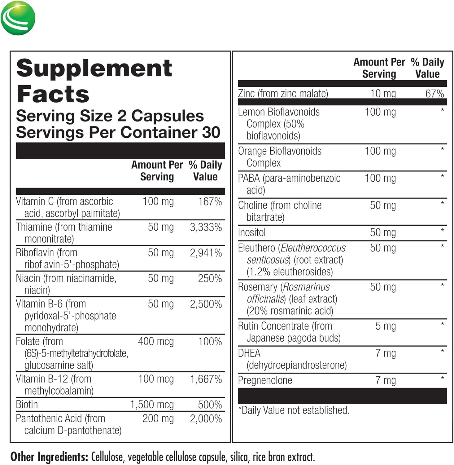 Adrenal Support Plus Capsules with Pregnenolone, DHEA, Herbs & Micronutrients - Promotes Healthy Adrenal Function - 60 Count
