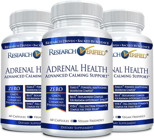 Adrenal Support Supplement - 180 Capsules - Boost Energy, Balance Cortisol - Mushrooms, B Vitamins, Bioflavonoids