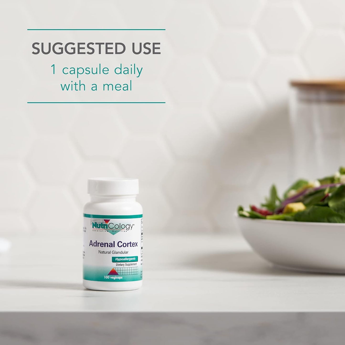 Adrenal Support Supplement for Men & Women - Boost Immune & Endocrine Function with 100mg Adrenal Extract - 100 Count