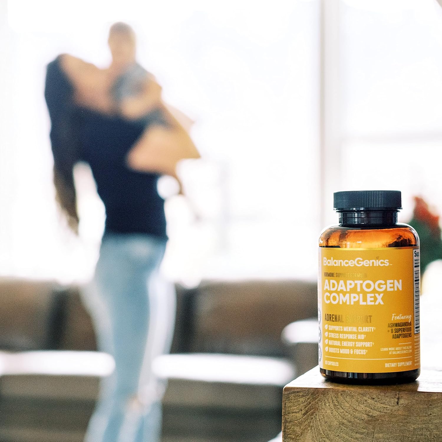 Adrenal Support Supplement with Ashwagandha, Holy Basil, Rhodiola Rosea for Stress Relief and Energy - 60 Capsules