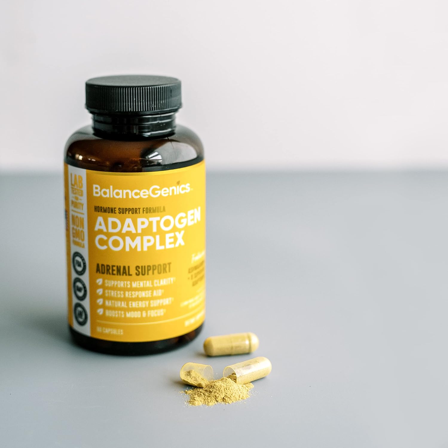 Adrenal Support Supplement with Ashwagandha, Holy Basil, Rhodiola Rosea for Stress Relief and Energy - 60 Capsules