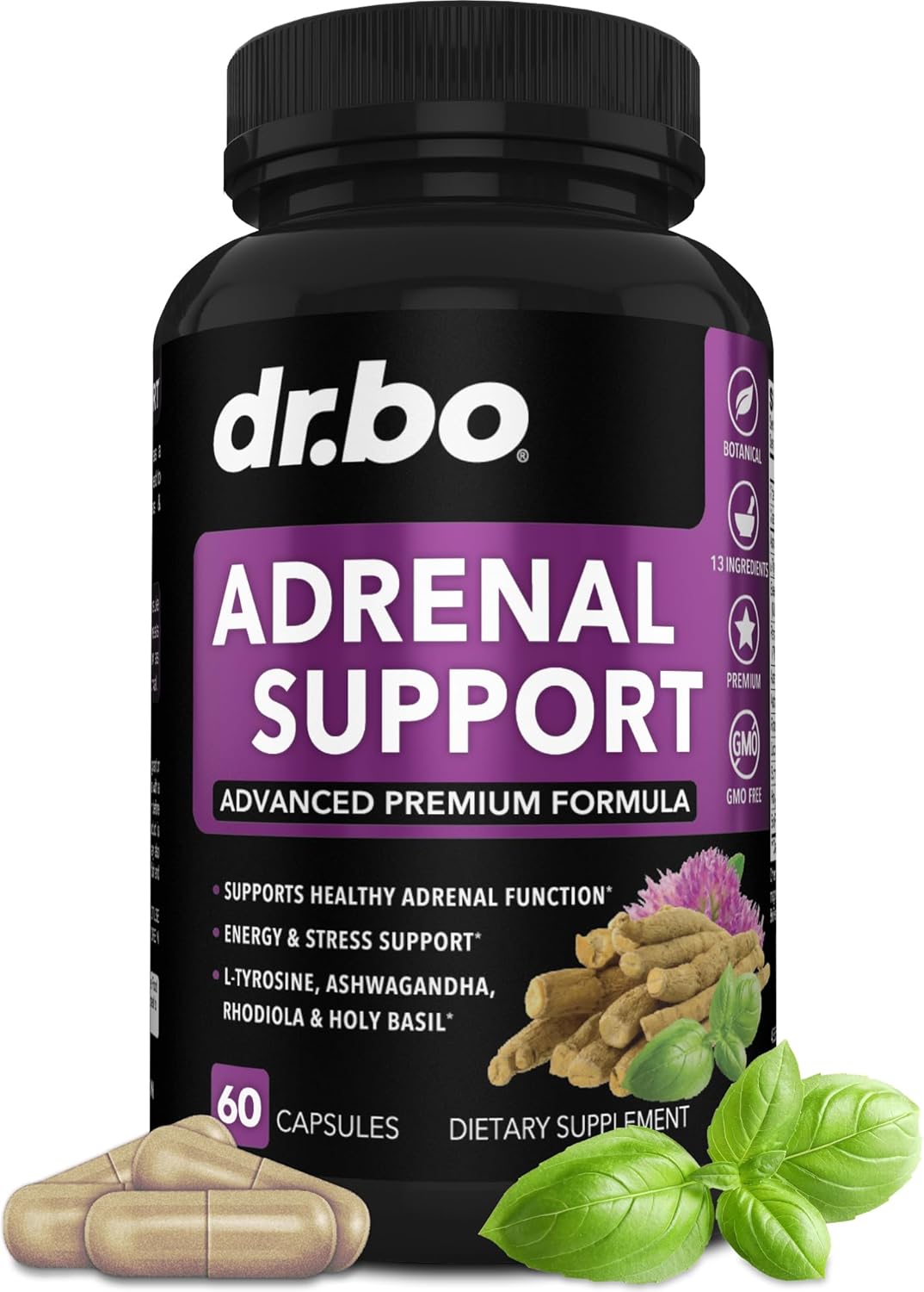 Adrenal Support Supplement with Ashwagandha & Rhodiola - Natural Fatigue Relief for Women & Men - 60 Pills