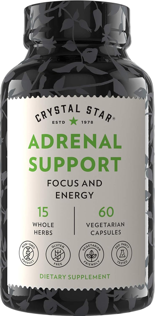 Adrenal Support Supplement with Herbal Ingredients for Stress Relief - 60 Capsules - Non-GMO Formula for Adrenal Fatigue